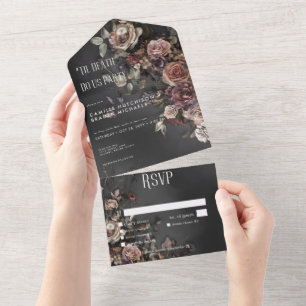 Black Moody Gothic Blume & Mist Dinner Custom All In One Einladung