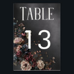Black Moody Gothic Blume & Mist Wedding Tischnummer<br><div class="desc">Entdecken Sie die Eleganz Ihrer gotischen Romantik mit unserer exquisiten Hochzeitskarte Tischnummer. Sie sind mit feierlichen Sprays verblasster Blume auf einem weichen schwarzen Hintergrund geschmückt und mit einem zarten Schleier aus Nebel versehen, der den perfekten Ton für Ihre zeitlose Liebe bildet. Machen Sie Ihren besonderen Tag unvergesslich mit diesen einzigartig...</div>