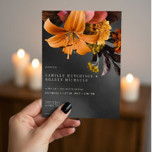 Black Moody Gothic Orange Lily Wedding