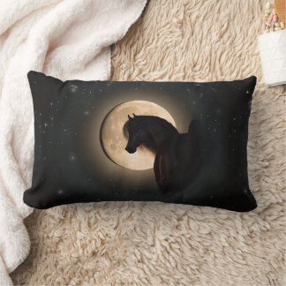 Black Moon Shine Horse Throw Pillow Lendenkissen