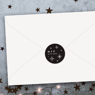 Black Moon & Stars Himmlische Hochzeit Aufkleber