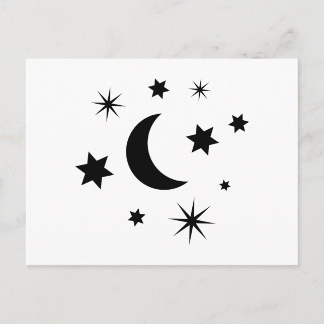 Black Moon & Stars Postkarte (Vorderseite)