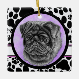 Black Mops Dog Art von Glenda Harlan Keramikornament