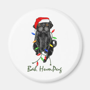 Black Mops Dog Bah Humpug Weihnachten Magnet