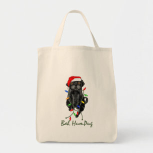 Black Mops Dog Bah Humpug Weihnachten Tragetasche