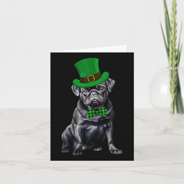 Black Mops Patricks Day Hat Funny St Patricks Day  Karte (Vorderseite)