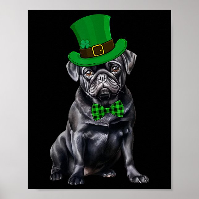 Black Mops Patricks Day Hat Funny St Patricks Day  Poster (Vorne)