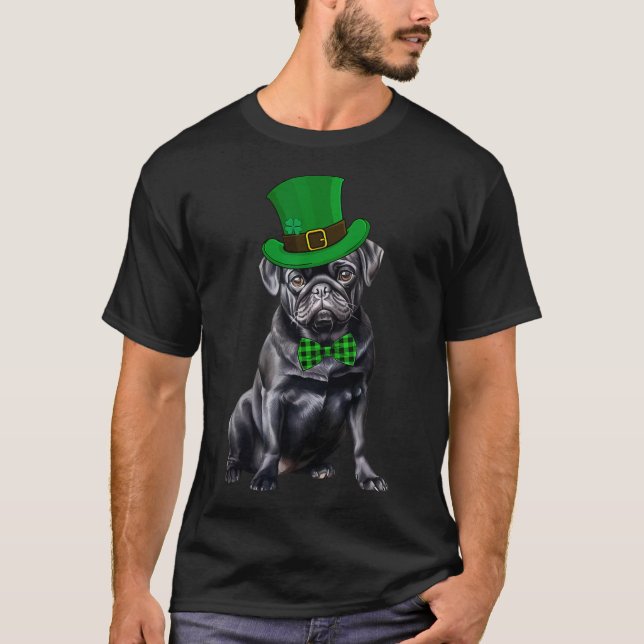 Black Mops Patricks Day Hat Funny St Patricks Day  T-Shirt (Vorderseite)