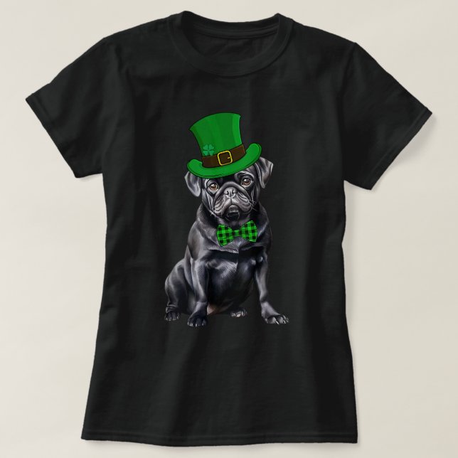 Black Mops Patricks Day Hat Funny St Patricks Day  T-Shirt (Design vorne)