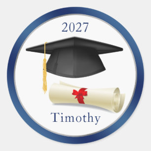 Black Mortar Diploma Ihr Name Abschluss Aufkleber