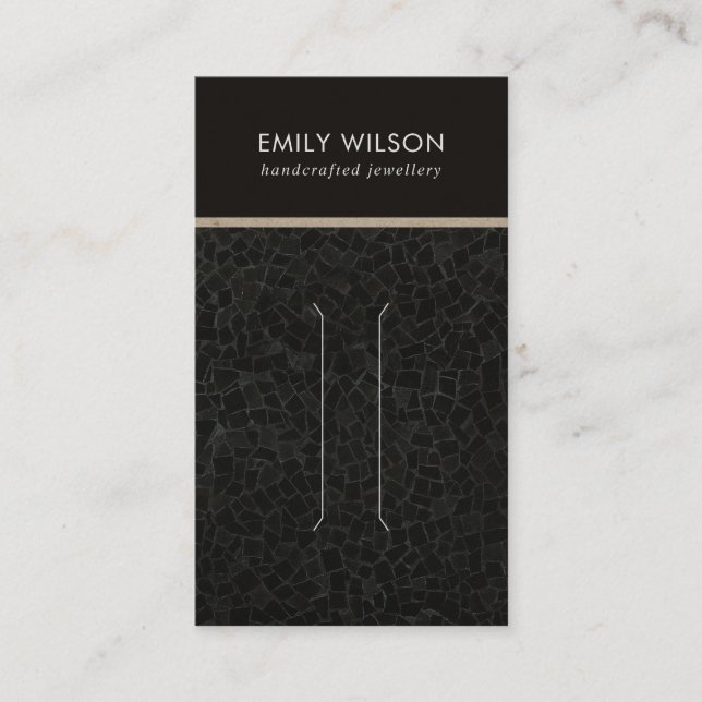 BLACK MOSAIC TEXTURE HAIR CLIP DISPLAY CARD VISITENKARTE (Vorderseite)