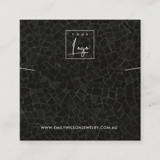 BLACK MOSAIC TEXTURE NECKLACE BRACELET DISPLAY QUADRATISCHE VISITENKARTE (Vorderseite)