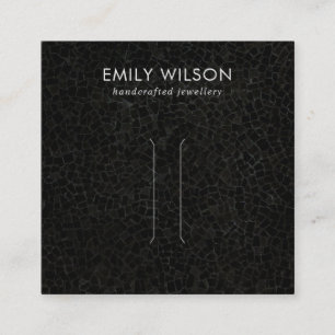 BLACK MOSAIC TILE TEXTURE HAIR CLIP DISPLAY CARD QUADRATISCHE VISITENKARTE