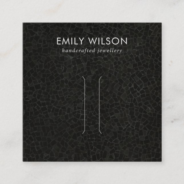 BLACK MOSAIC TILE TEXTURE HAIR CLIP DISPLAY CARD QUADRATISCHE VISITENKARTE (Vorderseite)