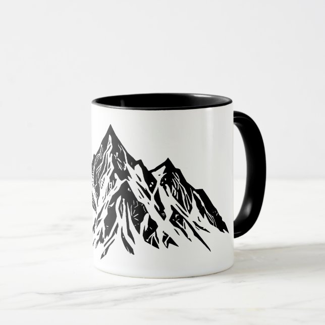 Black Mountain Peaks | Modern Minimalist Hiking Tasse (VorderseiteRechts)