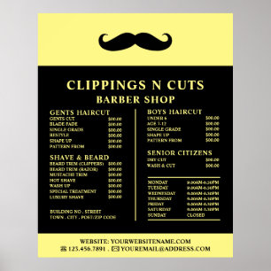 Black Moustache, Herren-Friseur-Preisliste Poster