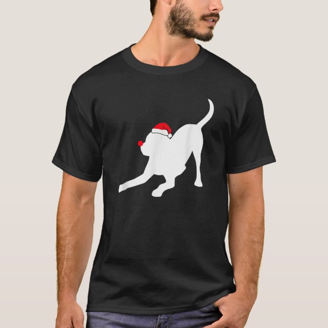 Black Mouth Cur Dog Santa Hat Christmas Men Women  T-Shirt (Vorderseite)