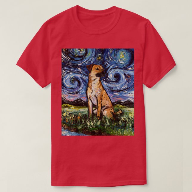 Black Mouth Cur Starry Night Dog Frische Pasta mac T-Shirt (Design vorne)