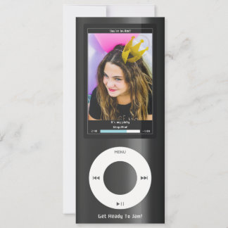 Black MP3 Music Player II Birthday Einladung