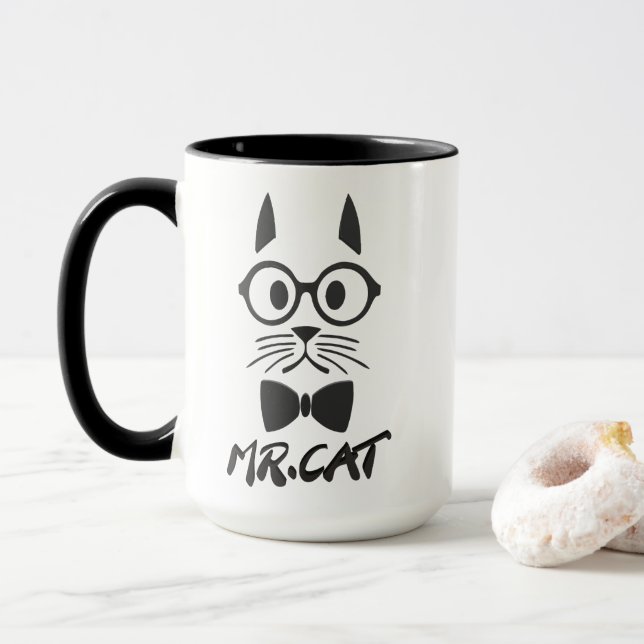 Black Mr. Cat Tasse (Mit Donut)