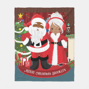 Black Mr. & Mrs. Claus Personalisiert Fleecedecke