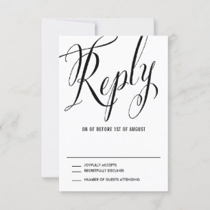 Black Mr. & Mrs. Elegant Script Wedding RSVP Karte