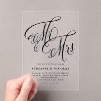 Black Mr. und Mrs. Rustic Calligraphy Wedding