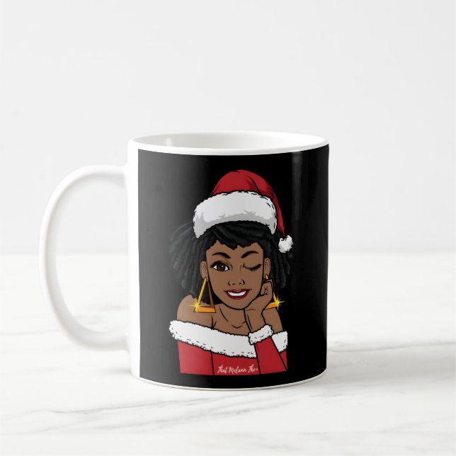 Black Mrs Claus W Afro Winking Afro American Kaffeetasse (Links)