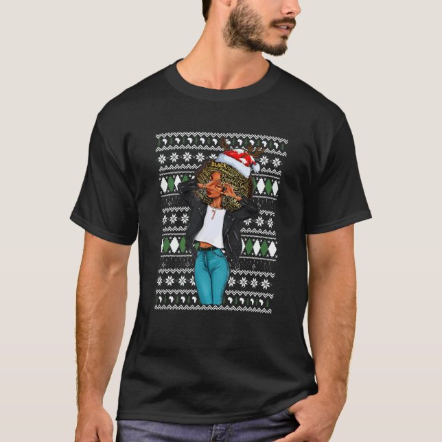 Black Mrs Santa Just A Girl Who Loves Christmas T-Shirt (Vorderseite)