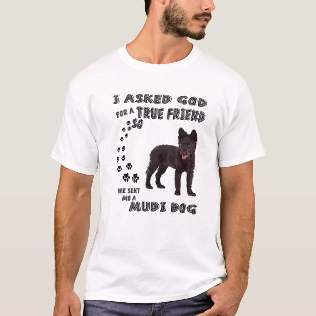 Black Mudi Dog Quote Mama, Moody Vater Lover Costu T-Shirt (Vorderseite)