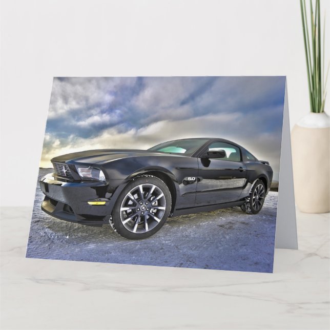 BLACK MUSCLE CAR GREETING BIRTHDAY CARD DANKESKARTE (Vorderseite)