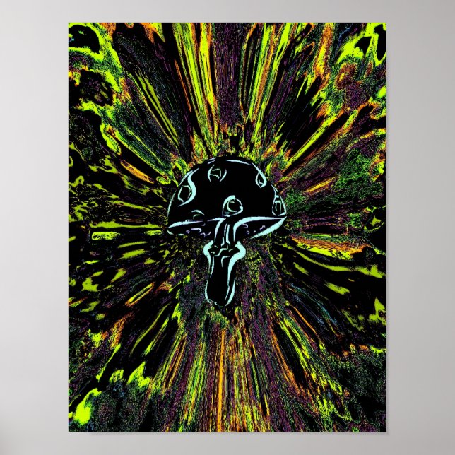 Black Mushroom Tye Dye Poster (Vorne)