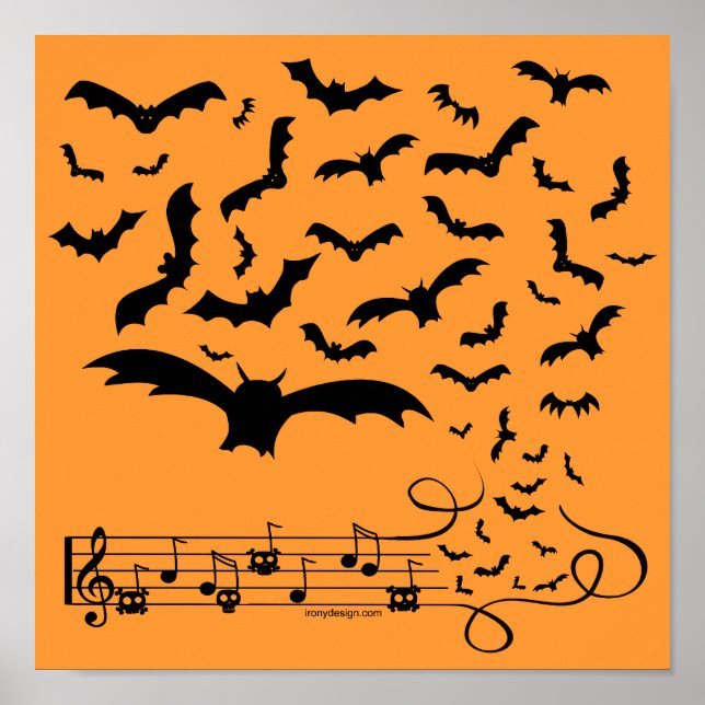 Black Music Bats Design Poster (Vorne)