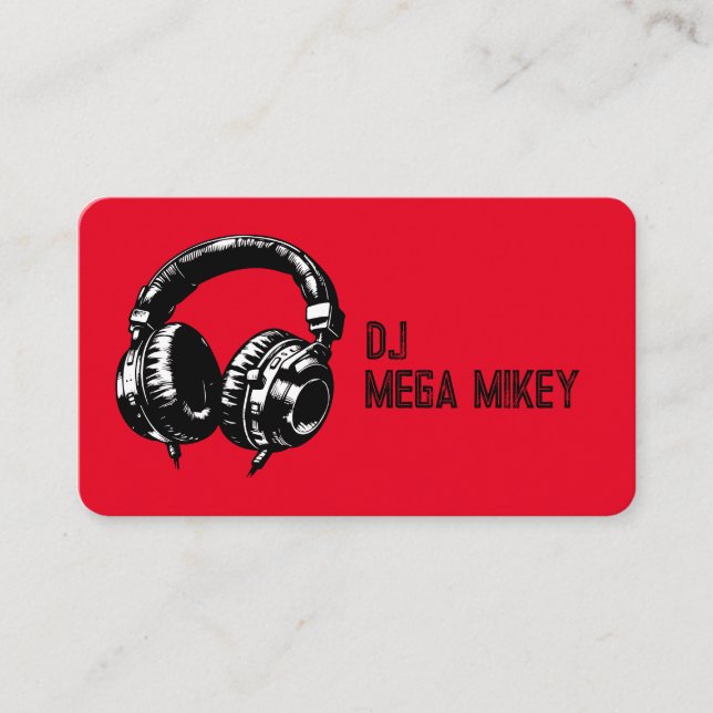 Black Music Headphones DJ Geburtstagsparty Visitenkarte (Vorderseite)