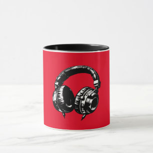 Black Music Headphones DJ Tasse