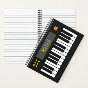 Black Music Keyboard Journal Spiral Notebook Notizbuch