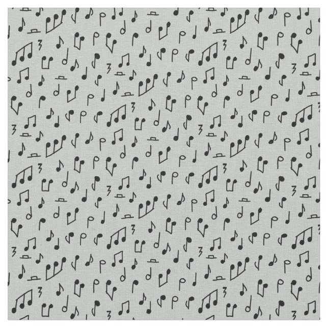 Black Music Notes on Grey Stoff (Nahaufnahme)