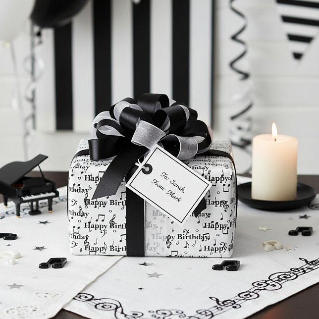 Black Musical Happy Birthday Geschenkpapier (Von Creator hochgeladen)