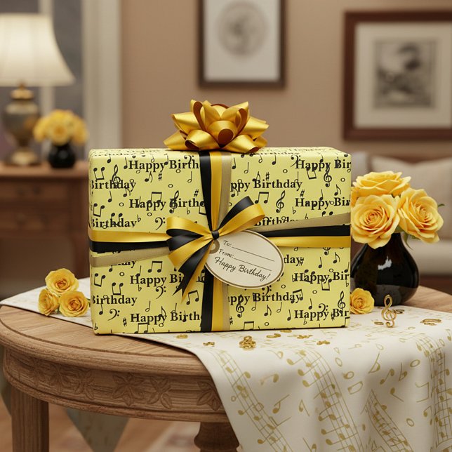 Black Musical Happy Birthday Geschenkpapier (Von Creator hochgeladen)