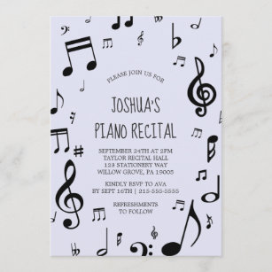 Black Musical Note Piano Erwägung Einladung