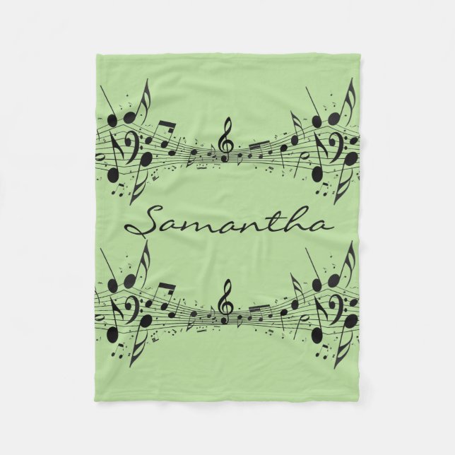 Black Musical Notes Doppeldesign Fleece Blanket (Vorderseite)