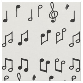 Black Musical Notes line art Stoff