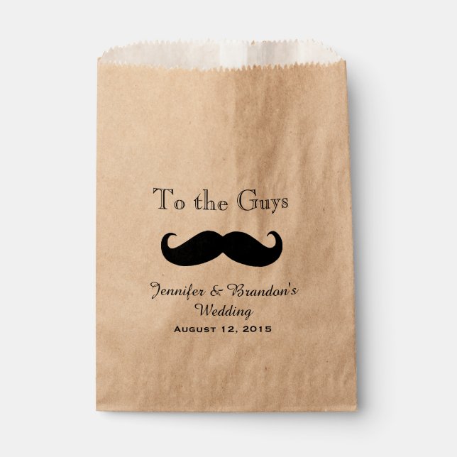 Black Mustache Custom Wedding Favor Bag Geschenktütchen (Vorderseite)