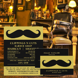 Black Mustache, Men Barbers Advertising Flyer