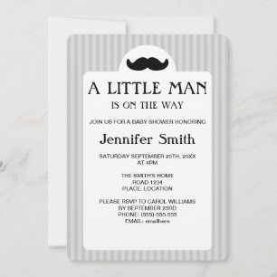 Black Mustache Silhouette Little Man Baby Dusche Einladung