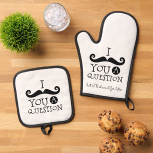 Black Mustache Spaß Ofenhandschuh & Topflappen-Set