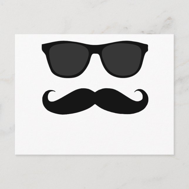 Black Mustache und Sonnenbrille Spaß Geschenk Postkarte (Vorderseite)