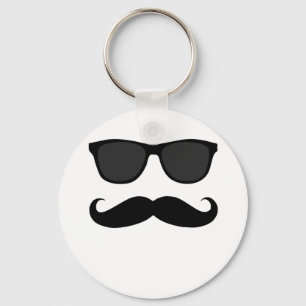 Black Mustache und Sonnenbrille Spaß Geschenk Schlüsselanhänger