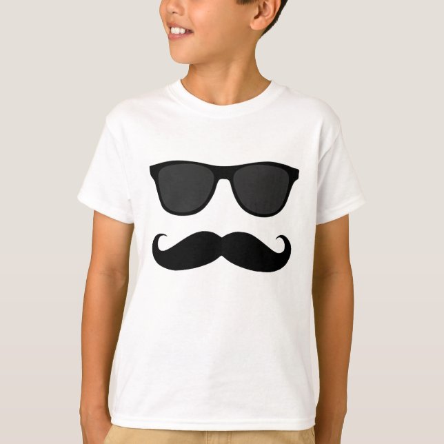 Black Mustache und Sonnenbrille Spaß Geschenk T-Shirt (Vorderseite)