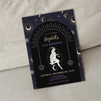 Black Mystic Capricornus Zodiac 21. Geburtstag Einladung